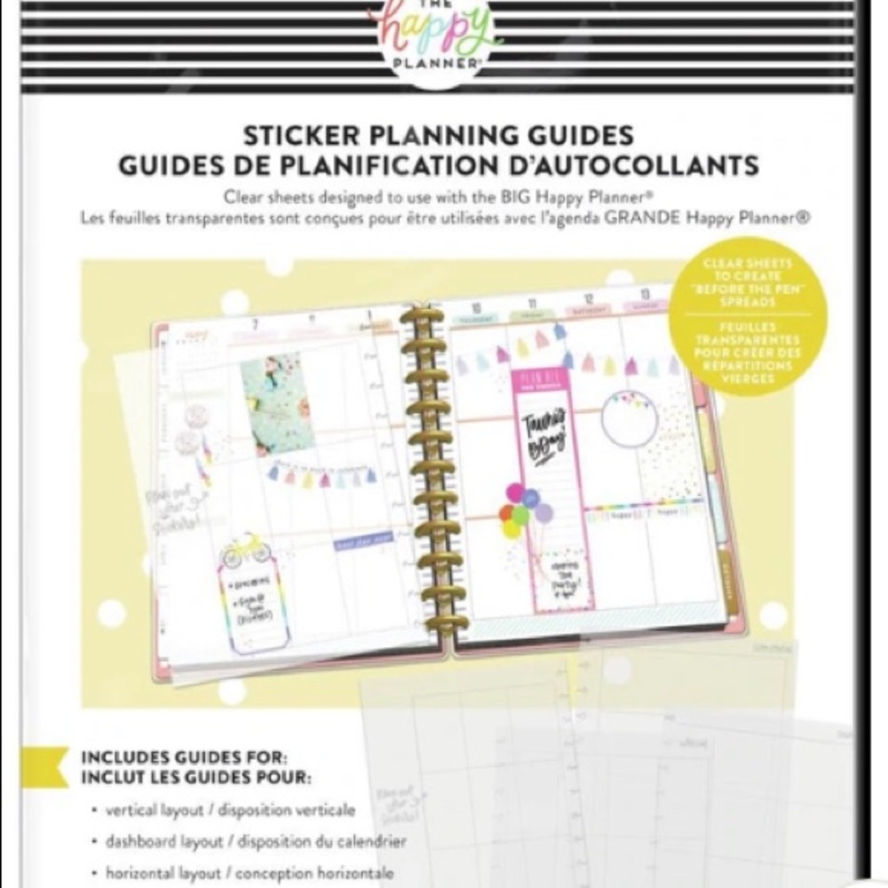 The Happy Planner Sticker Planning Guides Big Clear Sticker  10 Sheets